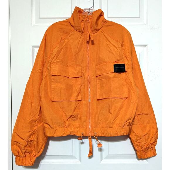 Naked Wardrobe Windbreaker Jacket Size Small Full Zip Pocket Utility Orange, S - Picture 3 of 12
